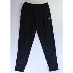 Champion Sweatpants Mens L Black Drawstring Athleticwear Logo Zipper Pockets